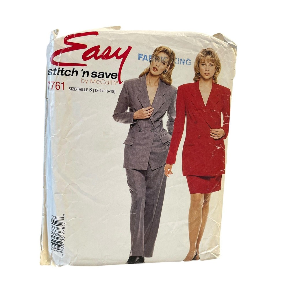 McCall's Sewing Pattern 7761 Women 12-18 Jacket Skirt Pants Uncut FF 1995